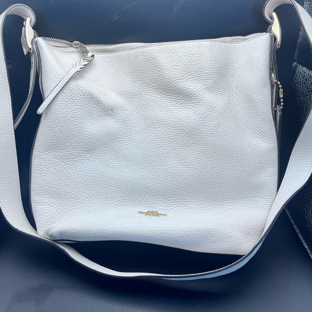 Coach Pebbled Leather Shoulder Bag in Cream